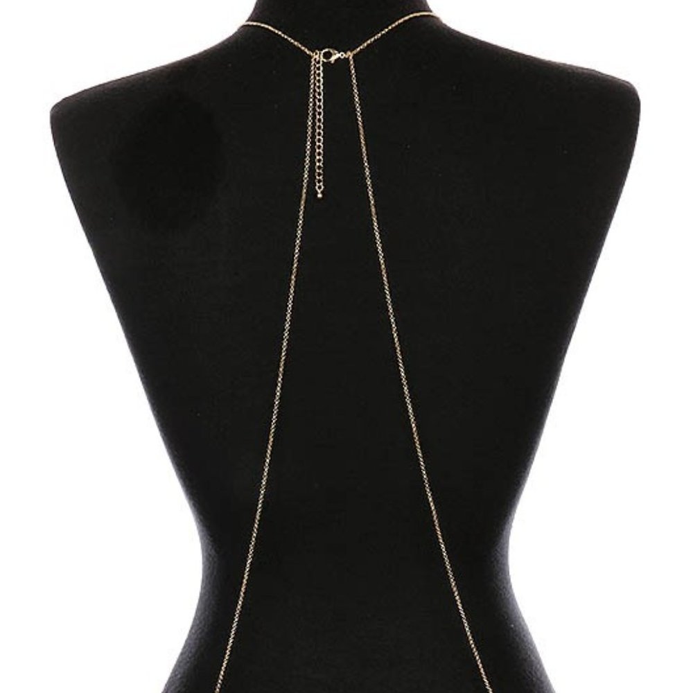 Hammered Metal Ring Link Body Chain - Picture 3 of 4